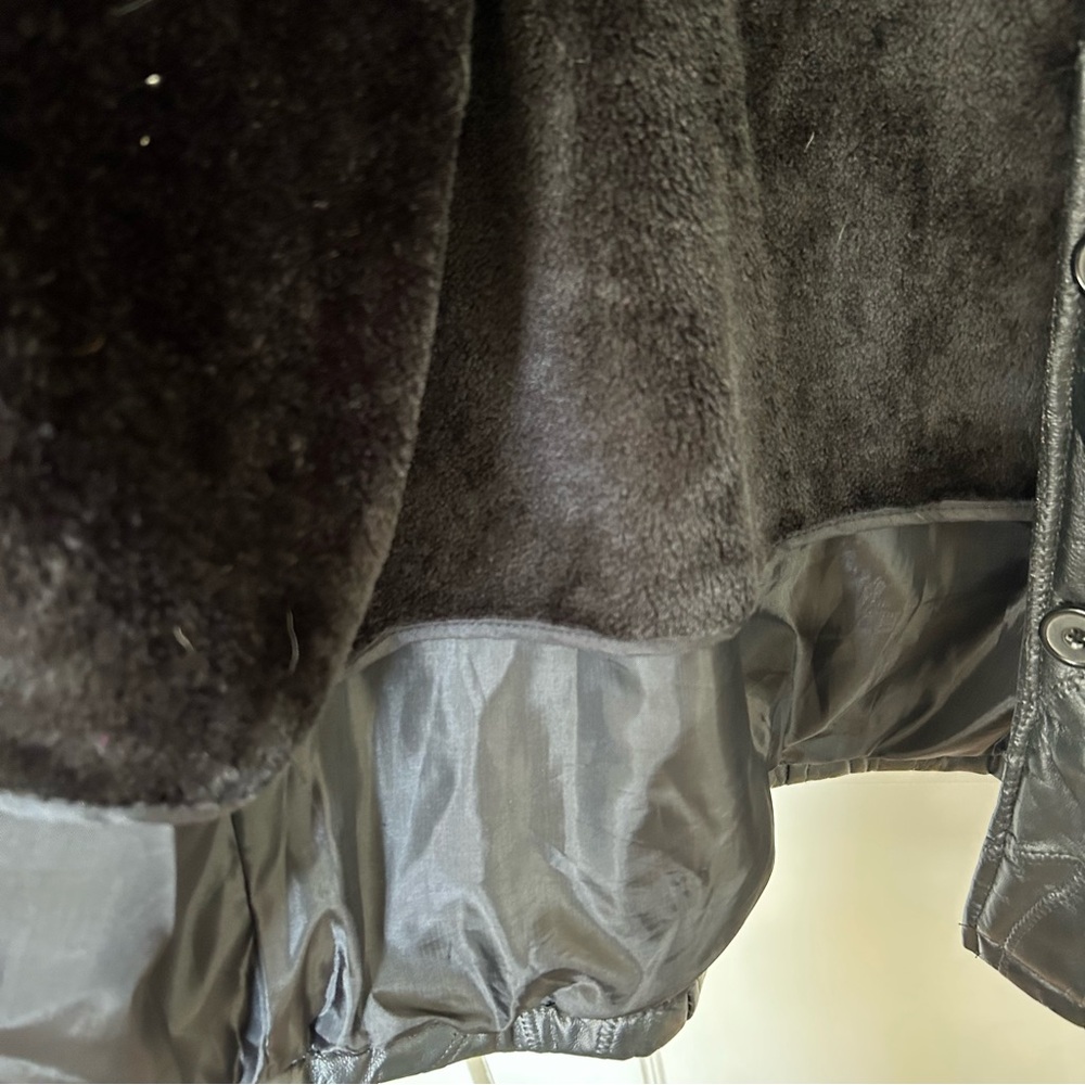 Black Patchwork Leather Jacket - Large Petite - Picture 5 of 5